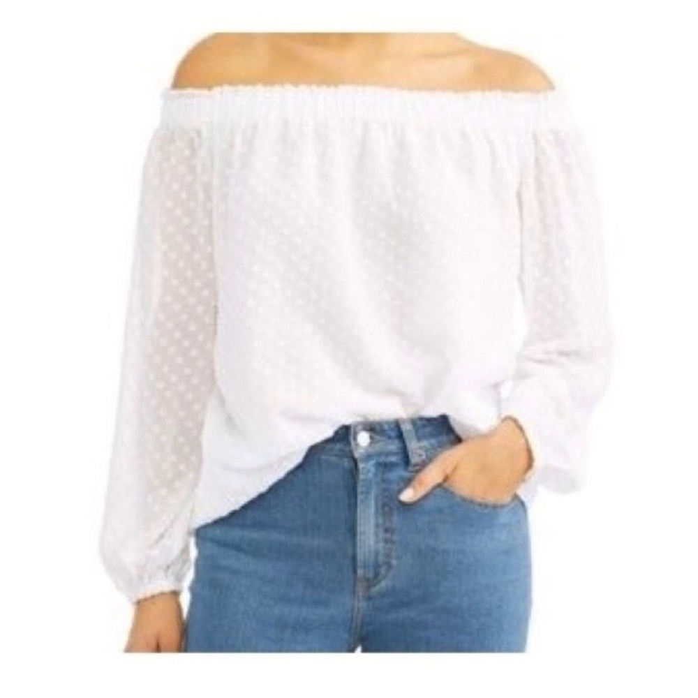 ELIZABETH & JAMES swiss dot off the shoulder top